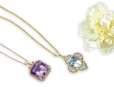 Gemstone pendants.