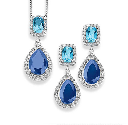 Gemstone earrings and pendant