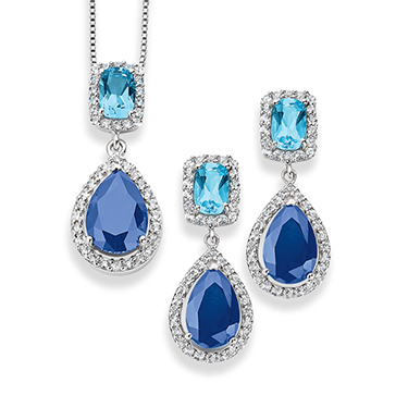 Gemstone earrings and pendant