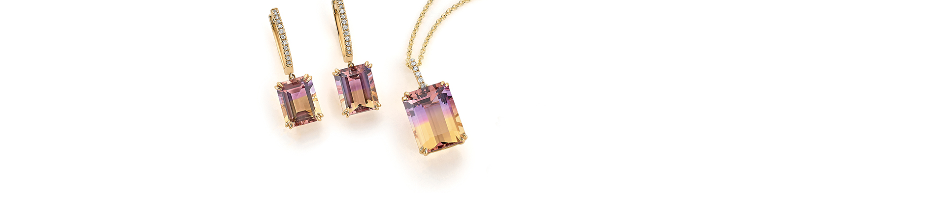 Gemstone earrings and pendant