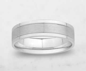 6mm Men’s Engraved Wedding Band in 10K White Gold