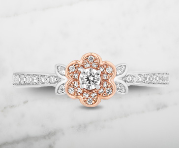 Enchanted Disney Fine Jewelry Belle Promise Ring in 10K White and Rose Gold