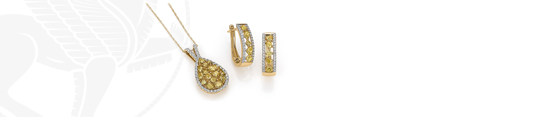 Diamond pendant and earrings