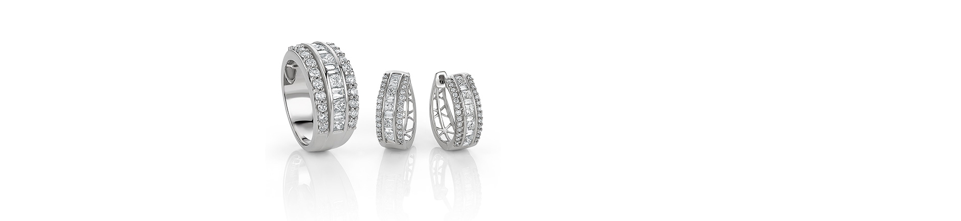 Diamond ring and earrings