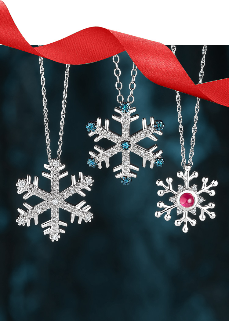 Assorted snowflake pendants.