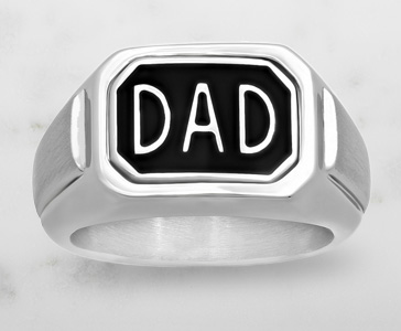 PRIMO Men's Diamond Accented Reversible Dad Ring in Stainless Steel