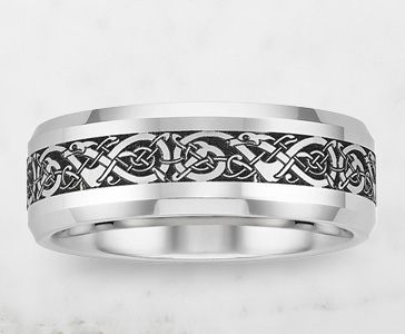 8mm Viking Engraved Wedding Band in Serinium®