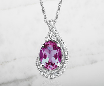 Created Alexandrite and Created White Sapphire Pendant in Sterling Silver