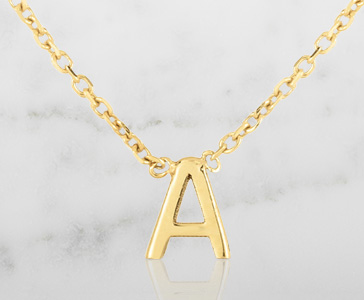 Mini Initial Letter 'A' 18-inch Necklace in 14K Yellow Gold
