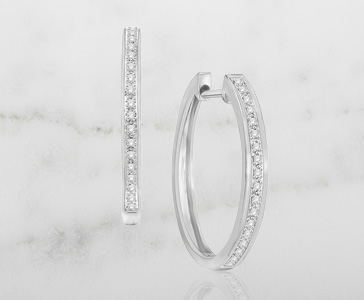 1/10 ct. tw. Diamond Hoop Earrings in Sterling Silver