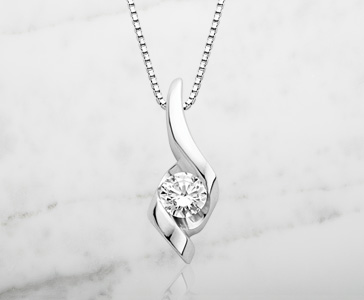 Diamond Accented Sirena® Solitaire Pendant in 14K White Gold