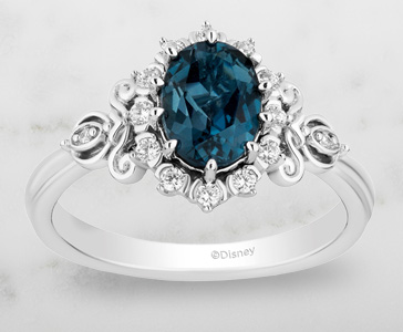 Enchanted Disney Fine Jewelry Blue Topaz and Diamond Cinderella Ring in Sterling Silver