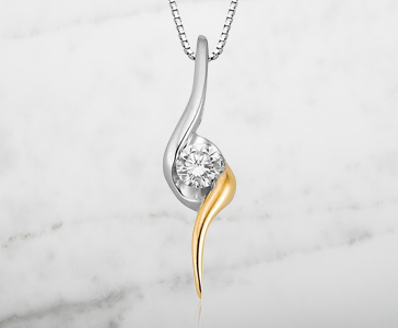 1/10 ct. Diamond Sirena® Solitaire Pendant in 10K White and Yellow Gold