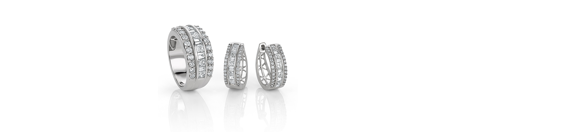 Diamond ring and earrings