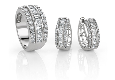 Diamond ring and earrings