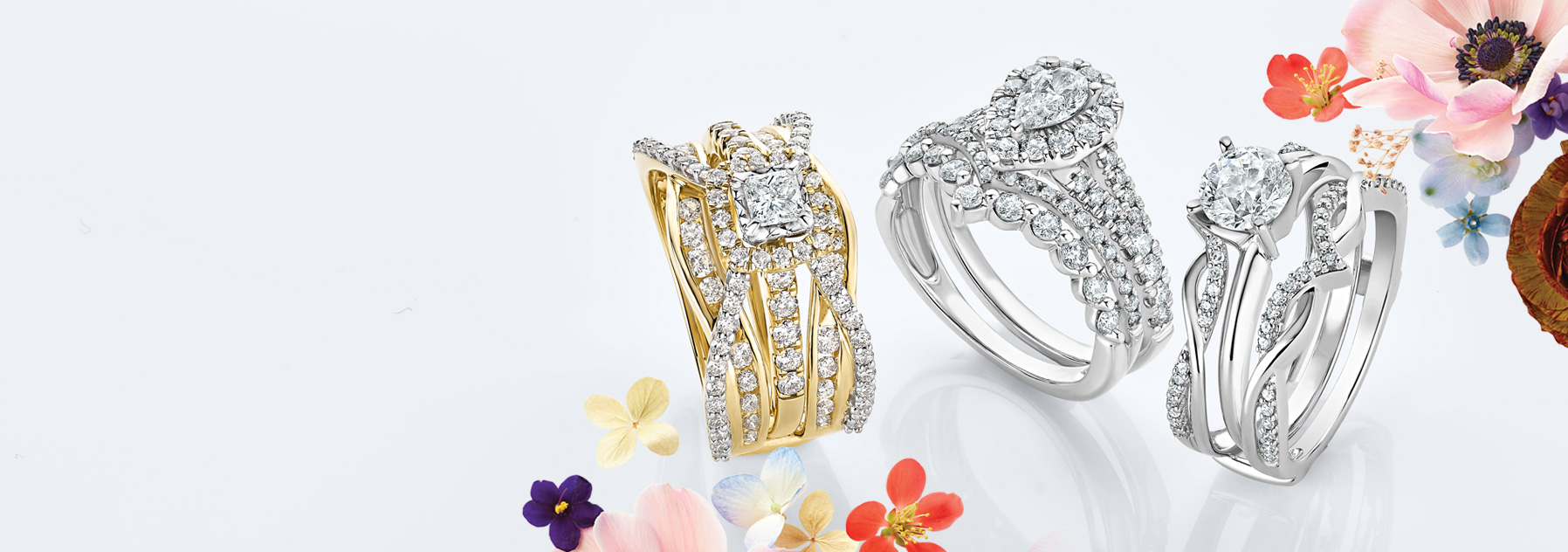 Assortment of diamond wedding enhancers.