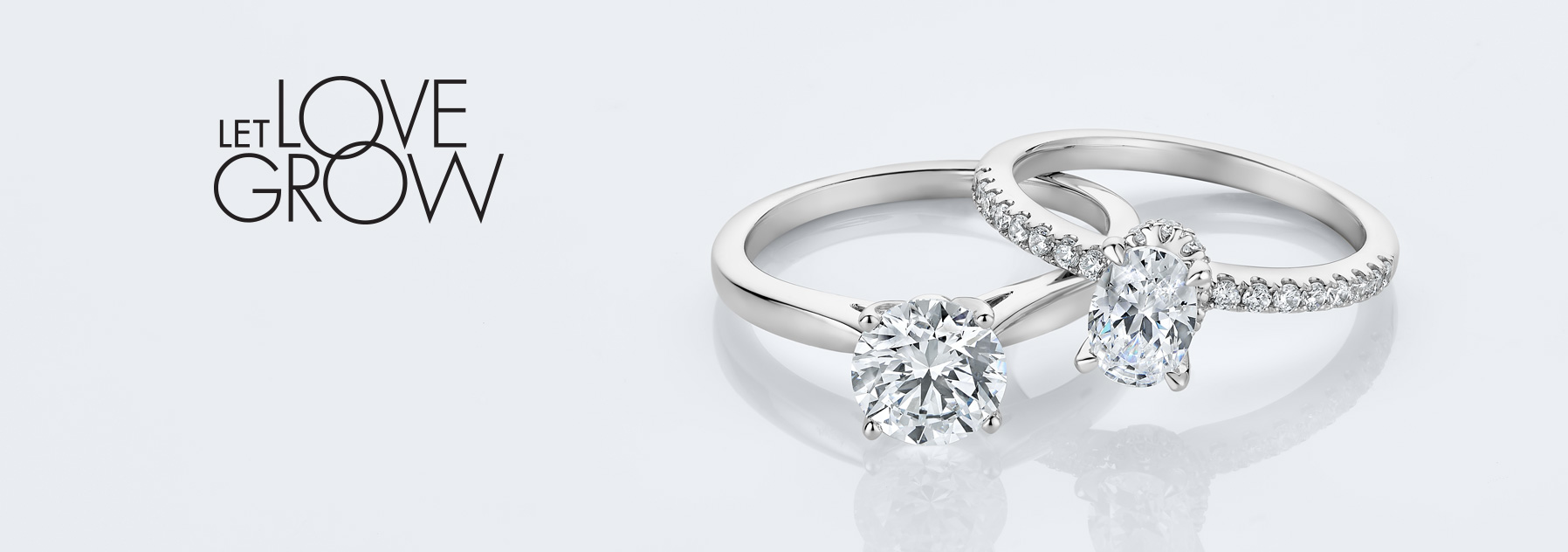 Let Love Grow logo and two rings.